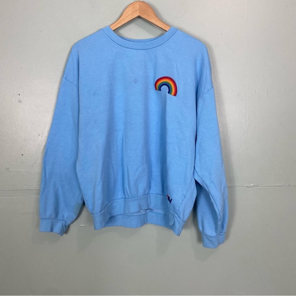 Aviator Nation Tops - Aviator Nation Blue Pullover Sweatshirt Rainbow Size Medium FLAWED